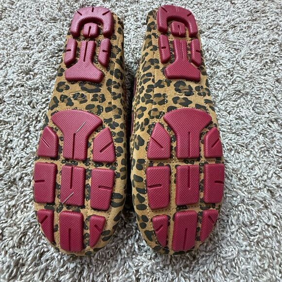 UGG Women's Leopard Print Moccasins with Burgundy Accents - Picture 3 of 4
